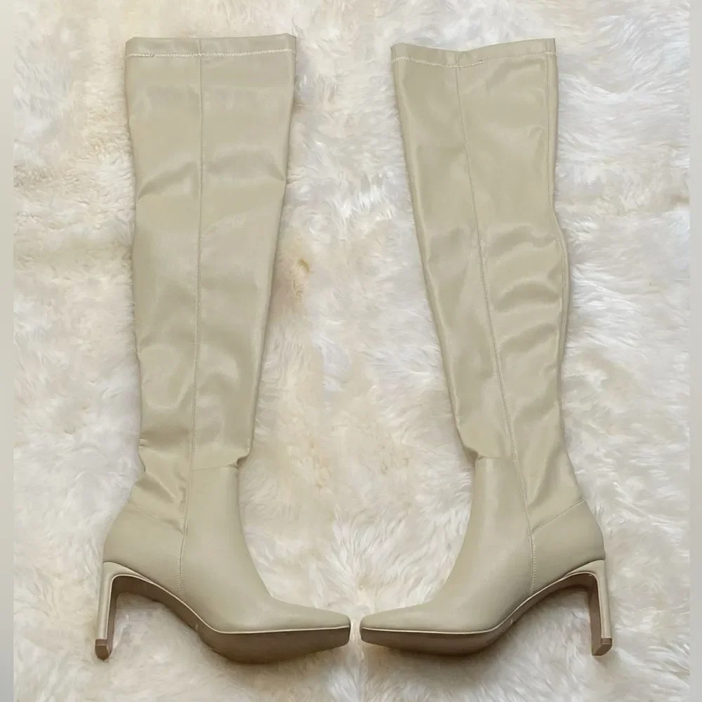 JONATHAN SIMKHAI  Everleigh Vegan Leather Thigh-High Boots size 39